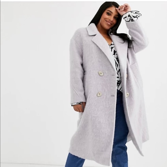 ASOS Curve Jackets & Blazers - ASOS Brushed Lilac Oversized Coat